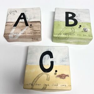 Rae Dunn Magenta HTF ABC Nursery Blocks Ceramic Wall Art